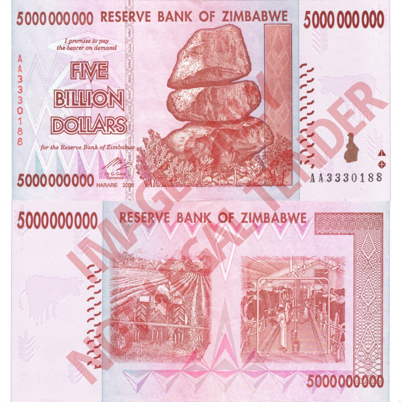 Zimbabwe Z$5 Billion 2008 Banknote [AA3330188]